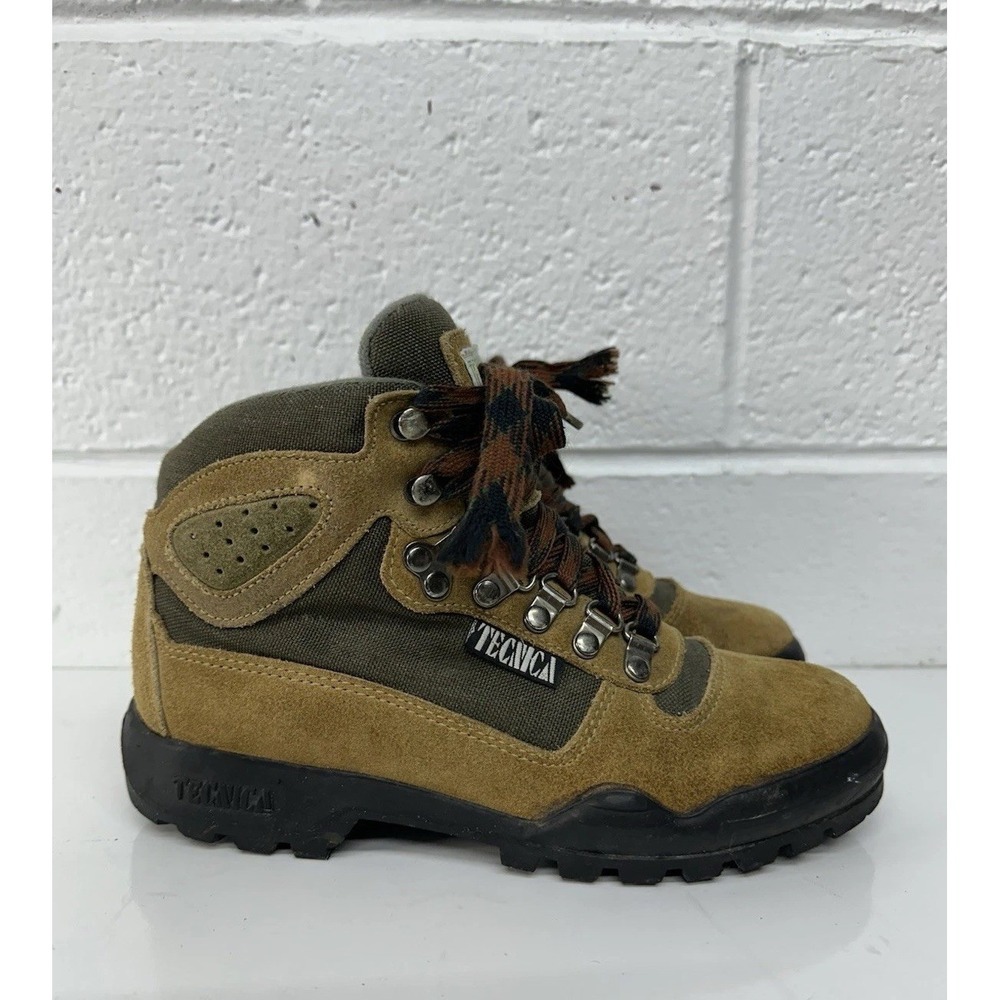 VTG 90s TECNICA Mesa Women's Hiking Trekking Leather Boots Size 6.5 Brown/Green